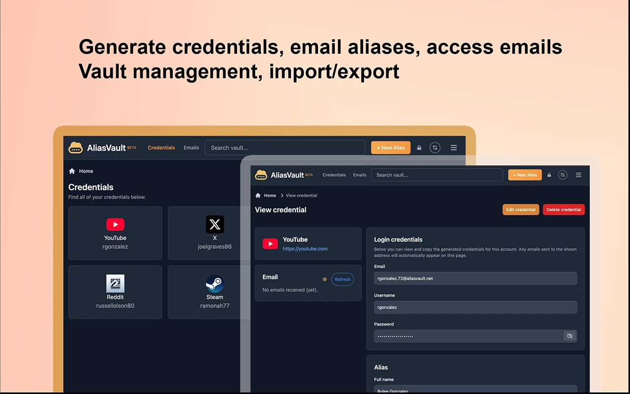 AliasVault screenshot 1