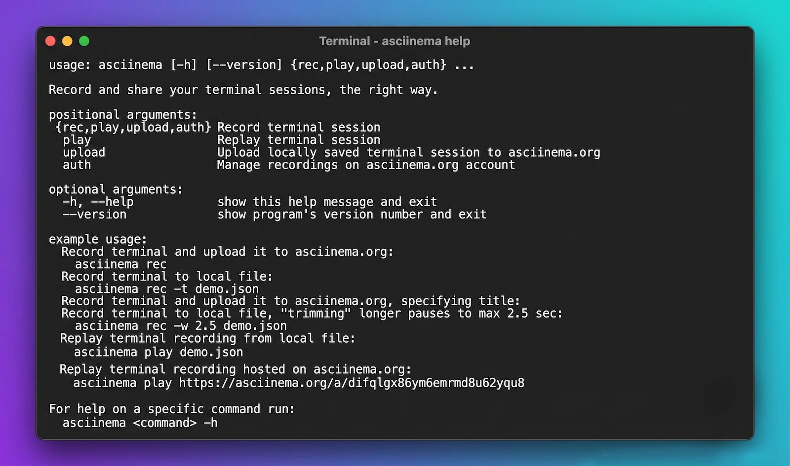 asciinema screenshot 1