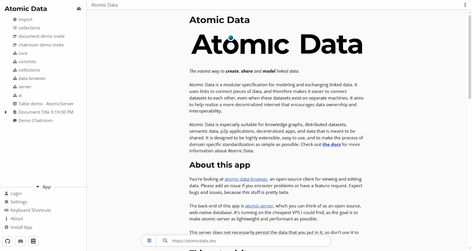 Atomic Server screenshot 1