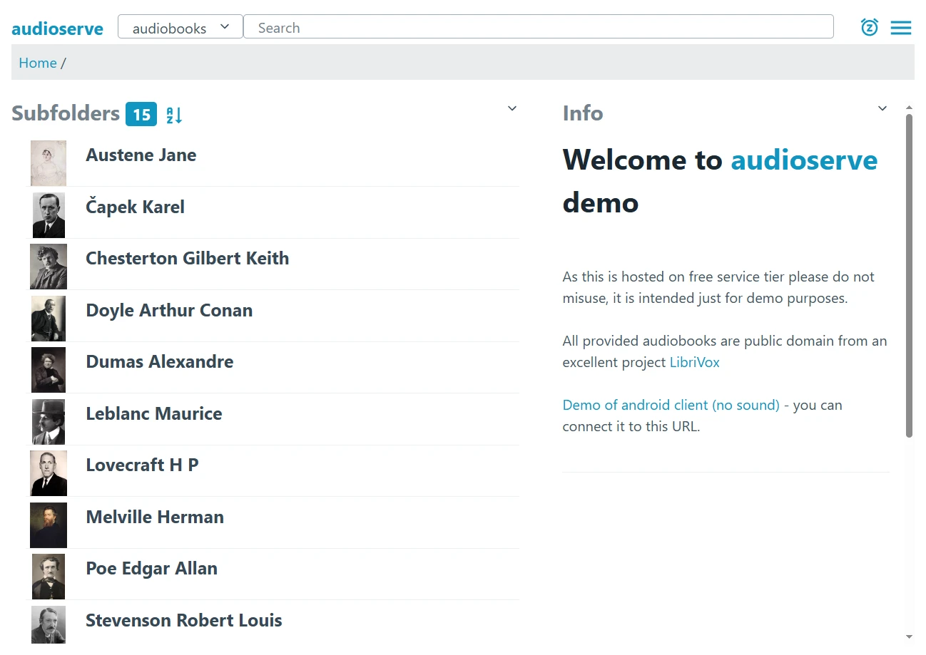 Audioserve screenshot 1