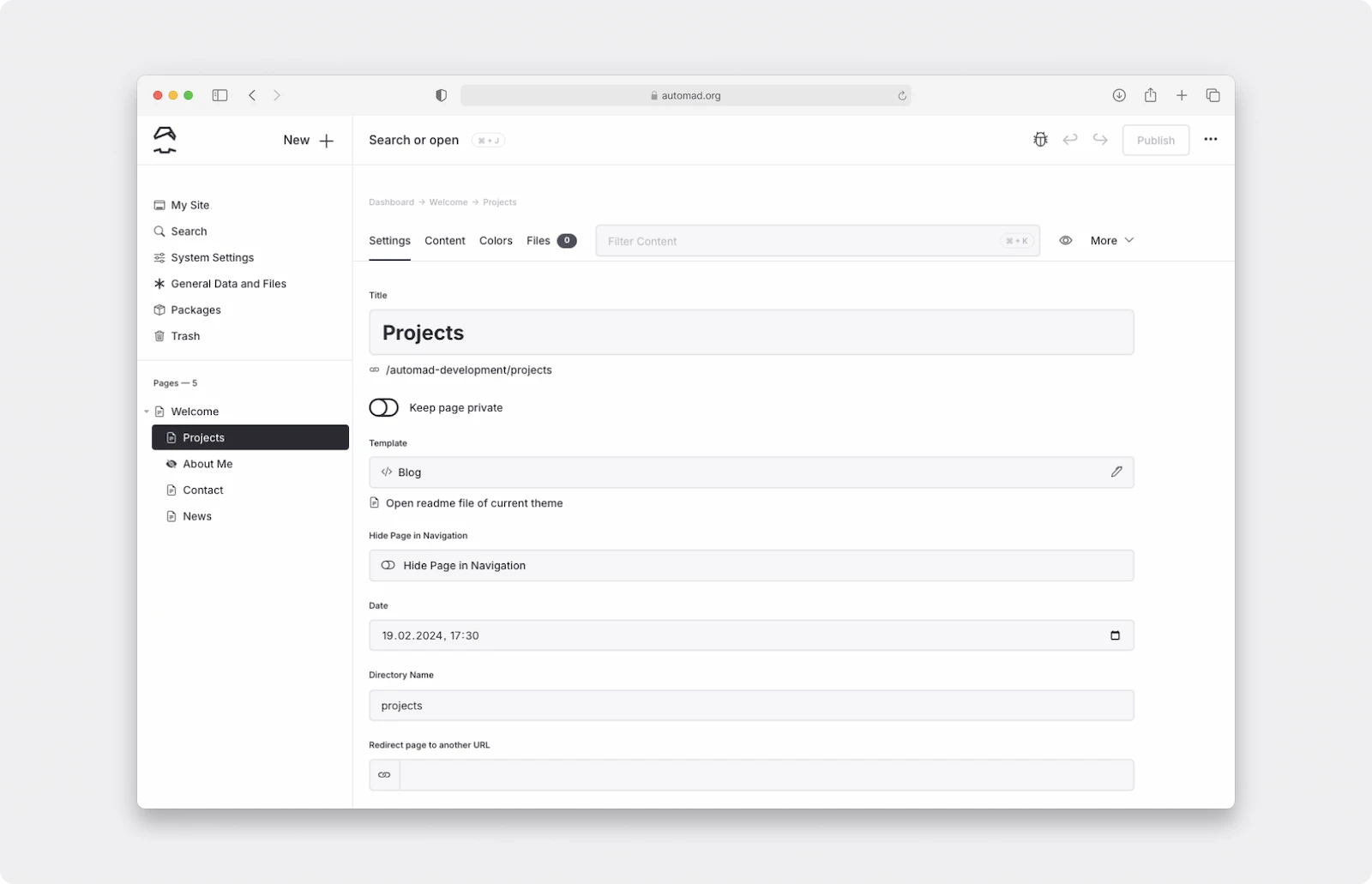 Automad screenshot 1