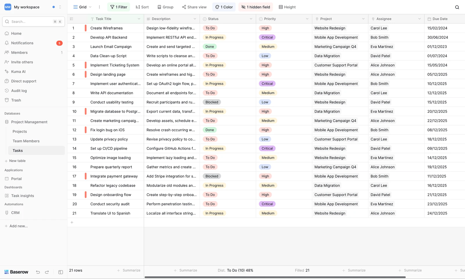 Baserow screenshot 1