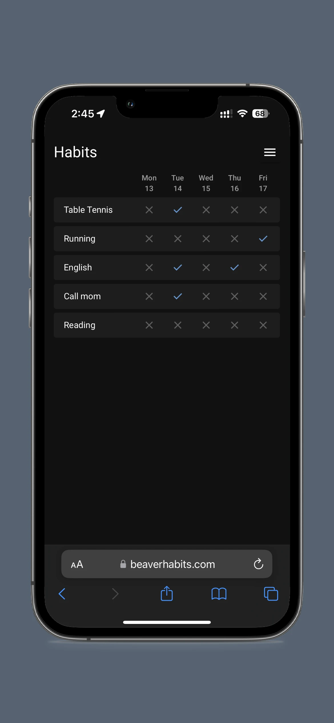 Beaver Habit Tracker screenshot 1