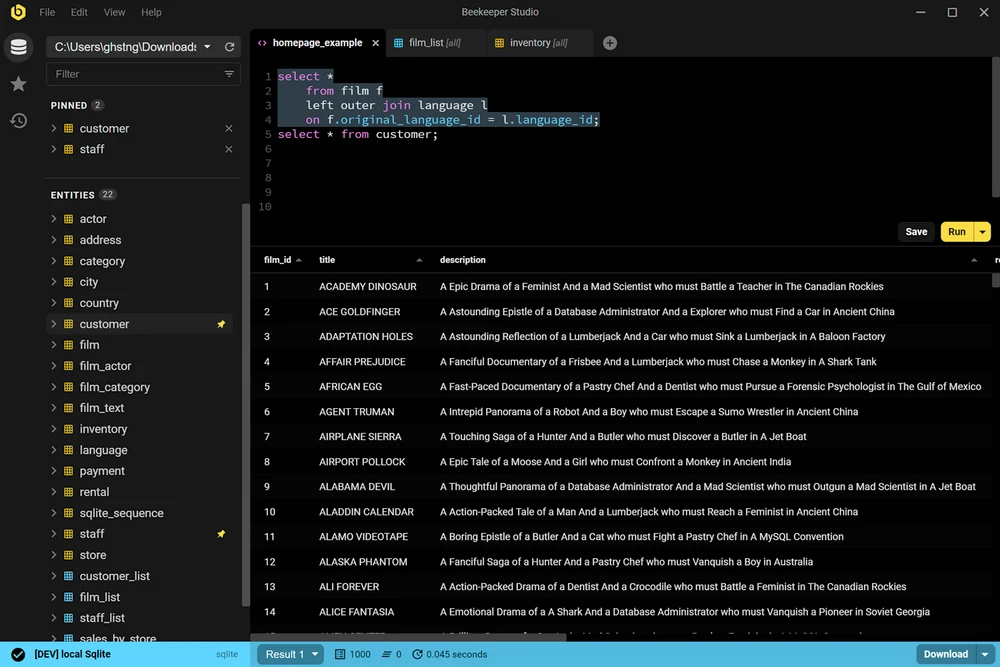 Beekeeper Studio screenshot 1