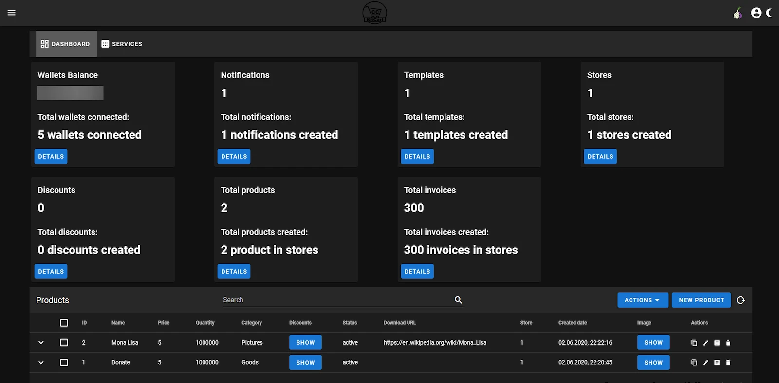 Bitcart screenshot 1