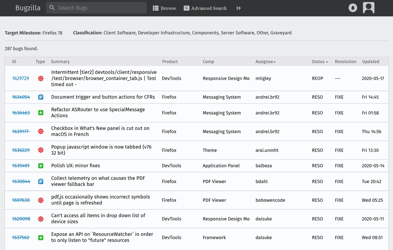 Bugzilla screenshot 1