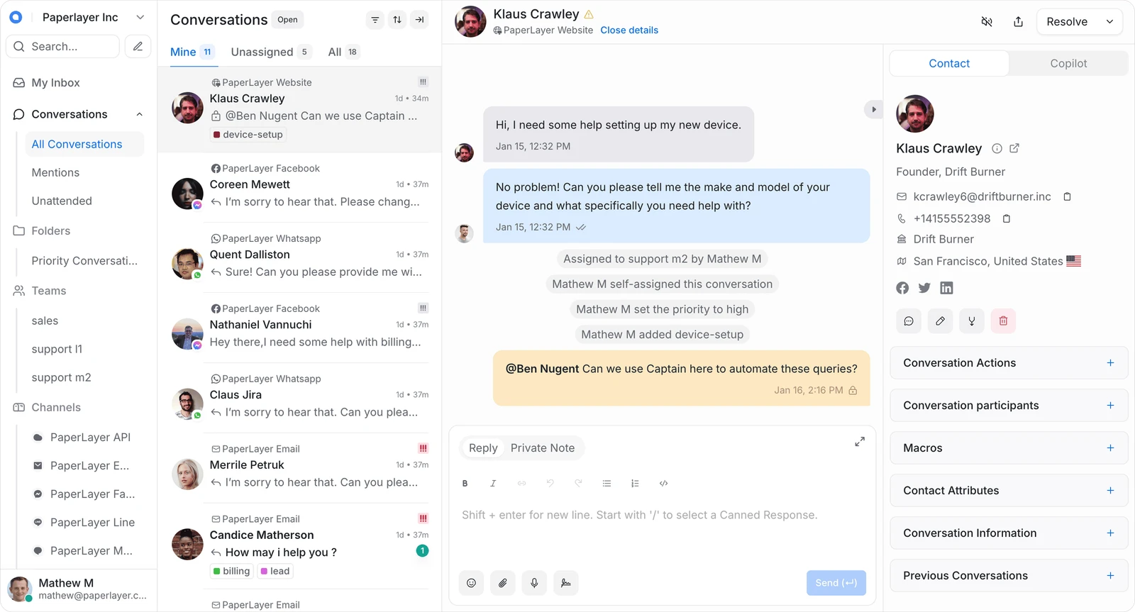 Chatwoot screenshot 1
