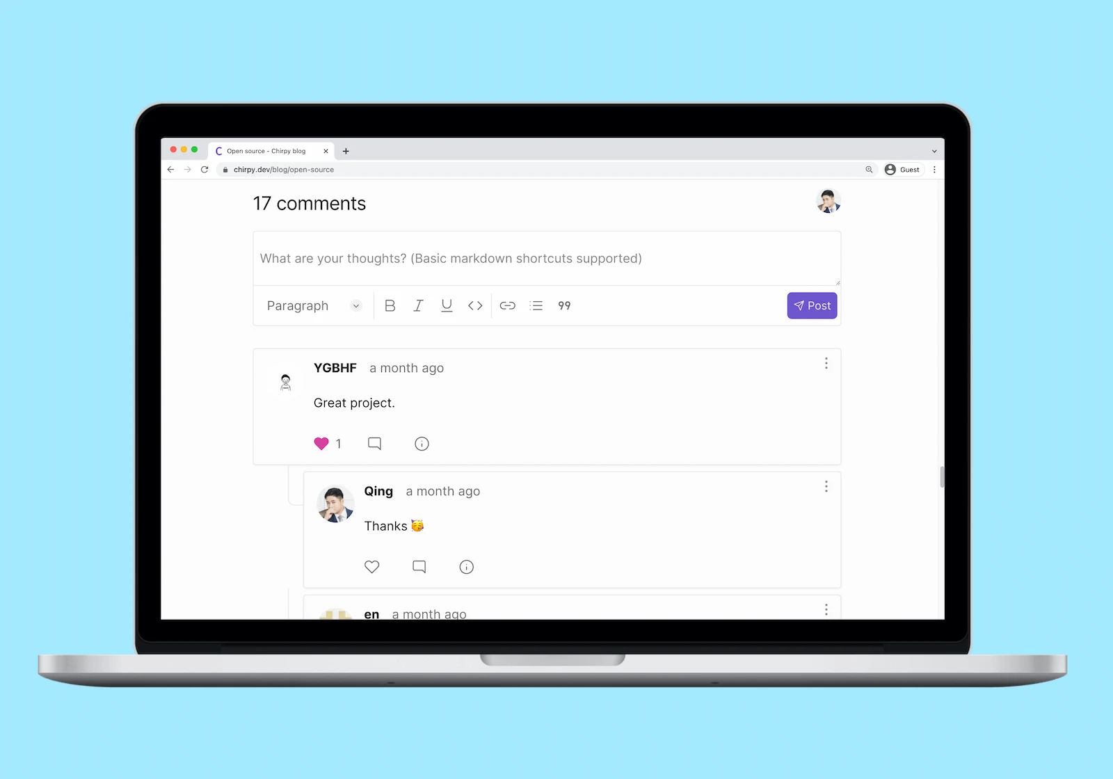 Chirpy screenshot 1