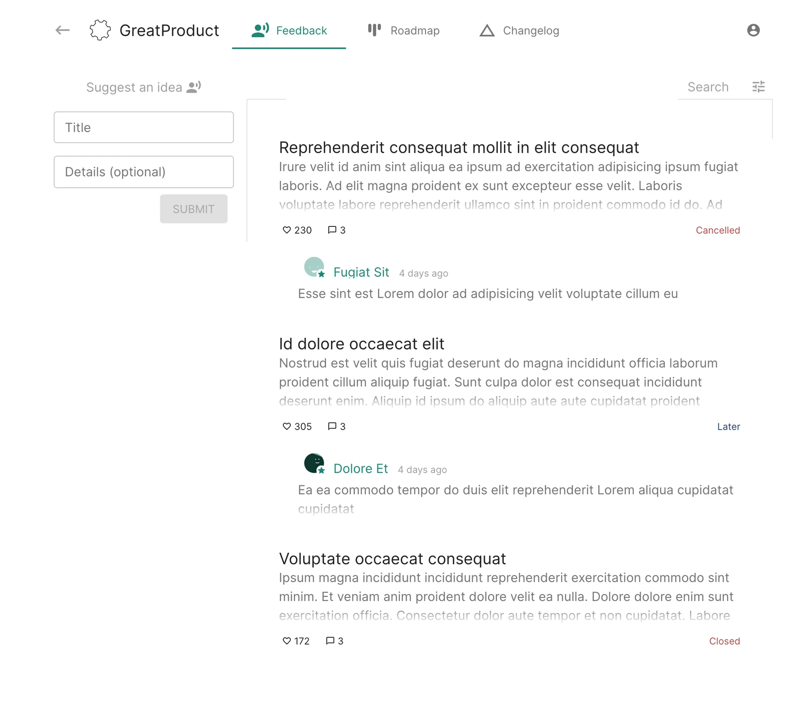 ClearFlask screenshot 1