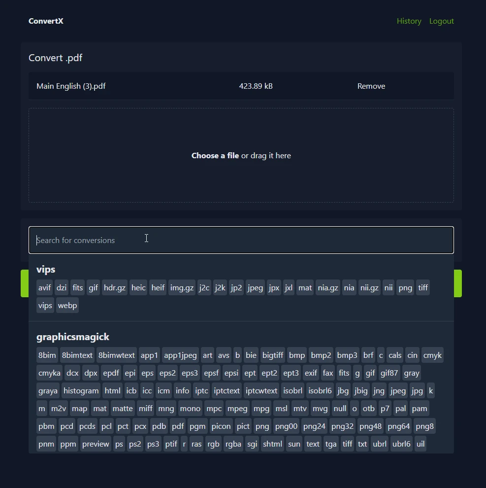 ConvertX screenshot 1
