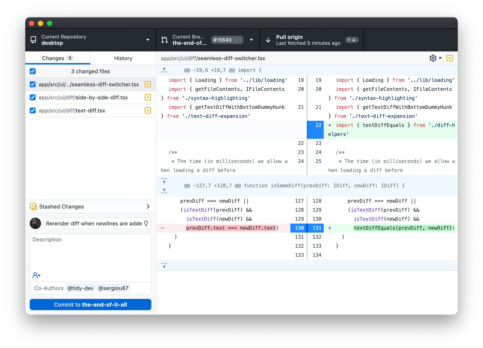GitHub Desktop screenshot 1