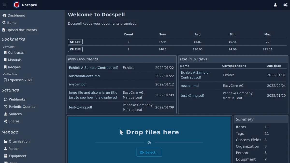 Docspell screenshot 1