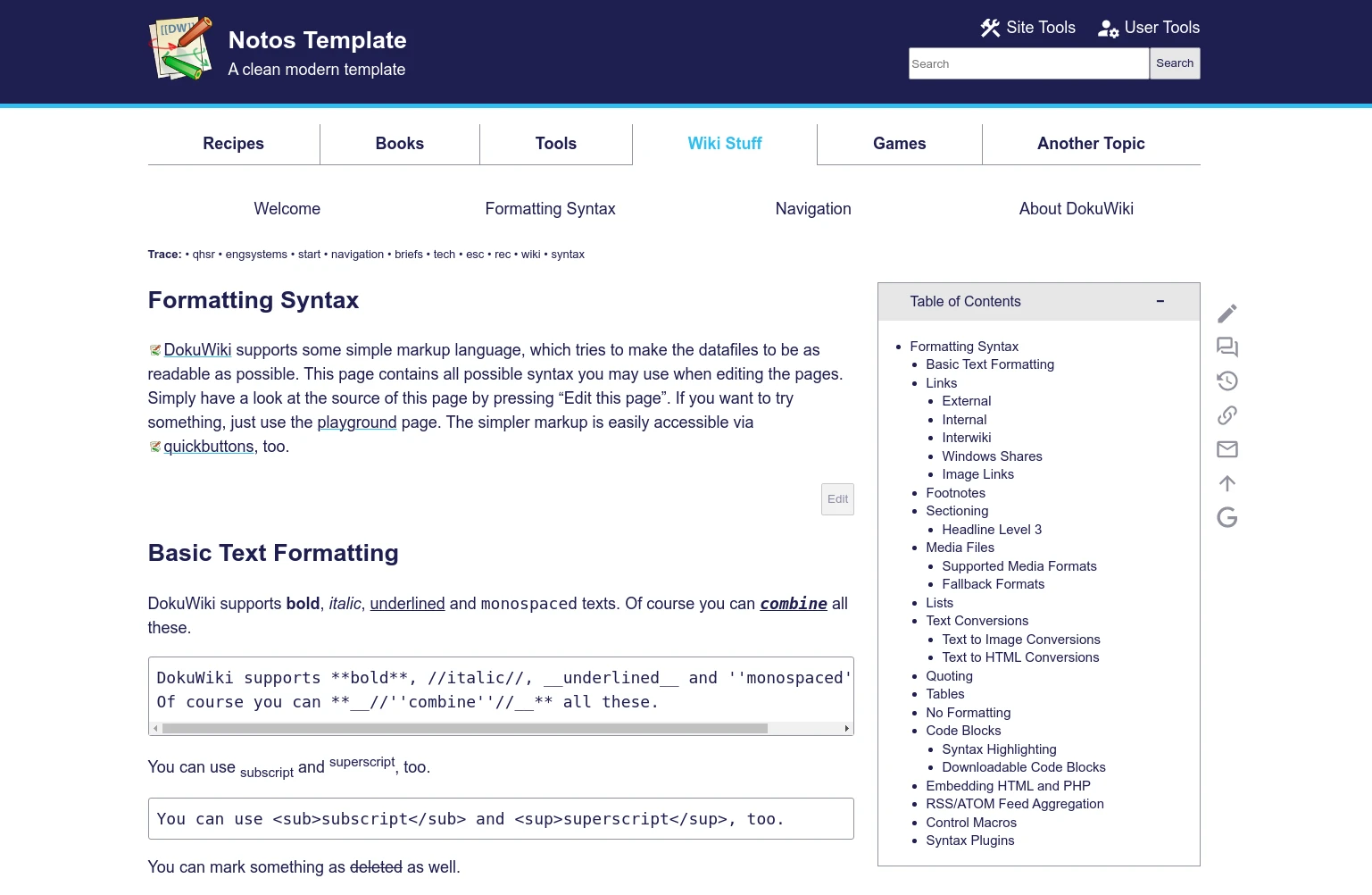 DokuWiki screenshot 1