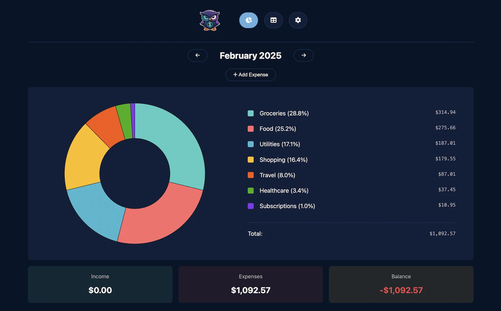 ExpenseOwl screenshot 1