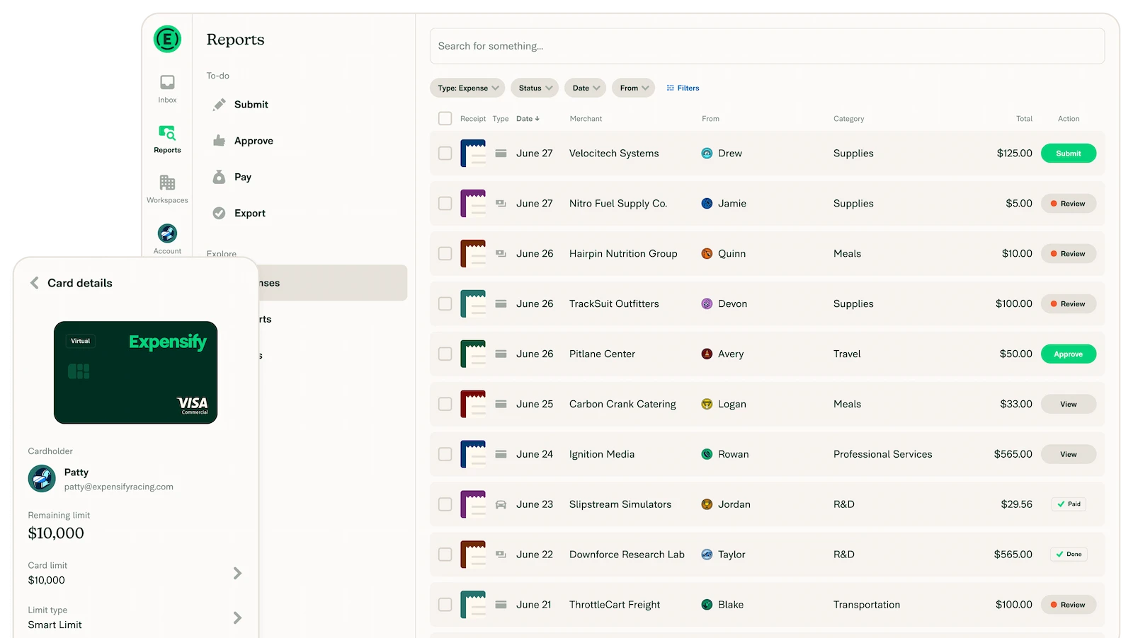 Expensify screenshot 1
