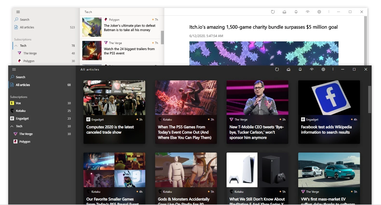Fluent Reader screenshot 1
