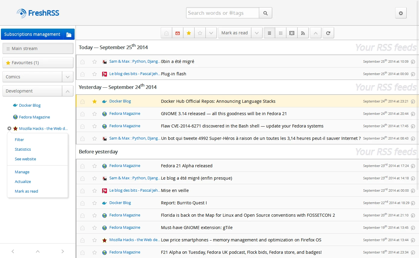 FreshRSS screenshot 1