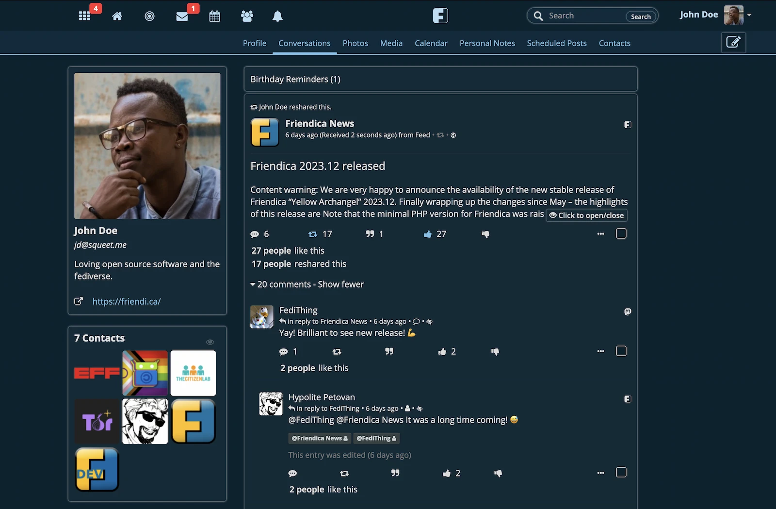 Friendica screenshot 1