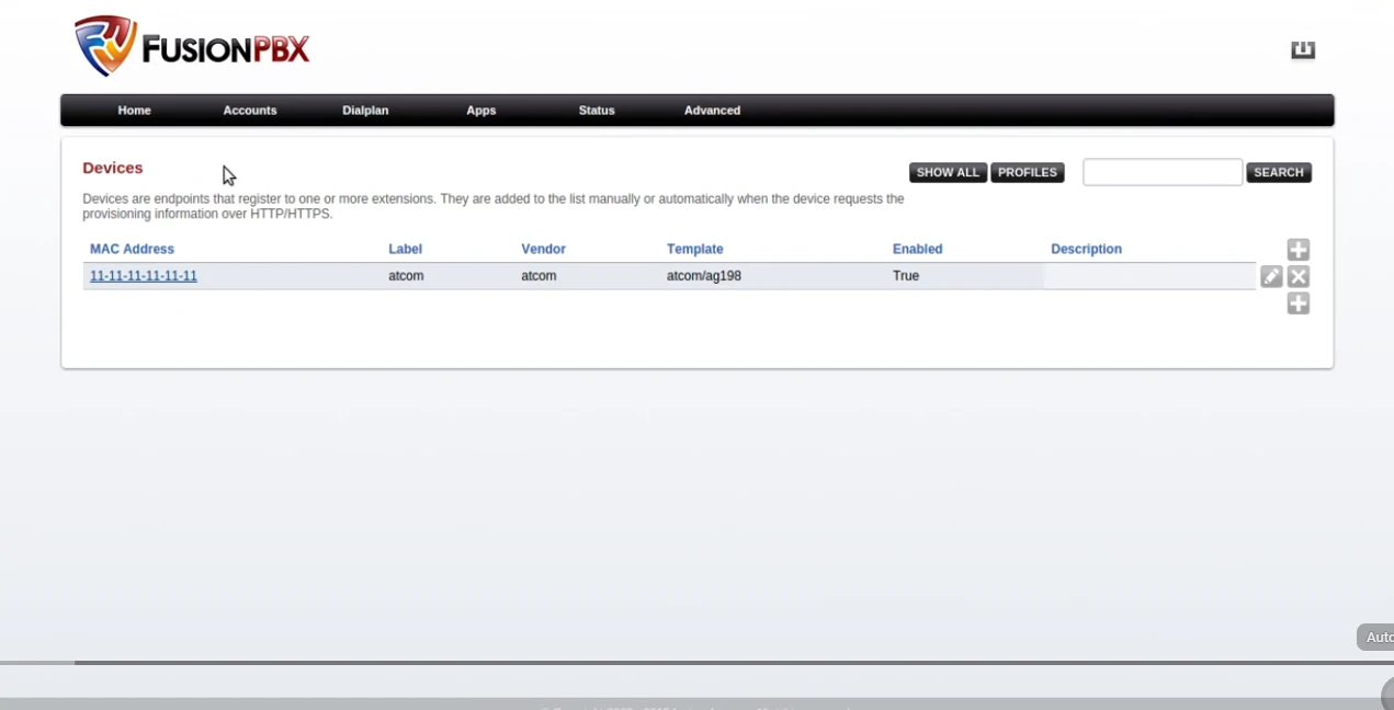 FusionPBX screenshot 1