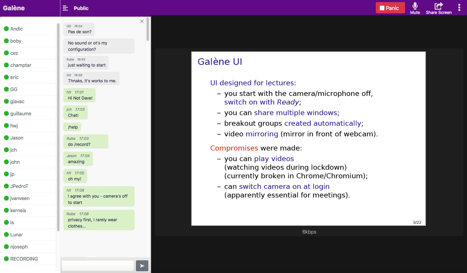 Galene screenshot 1