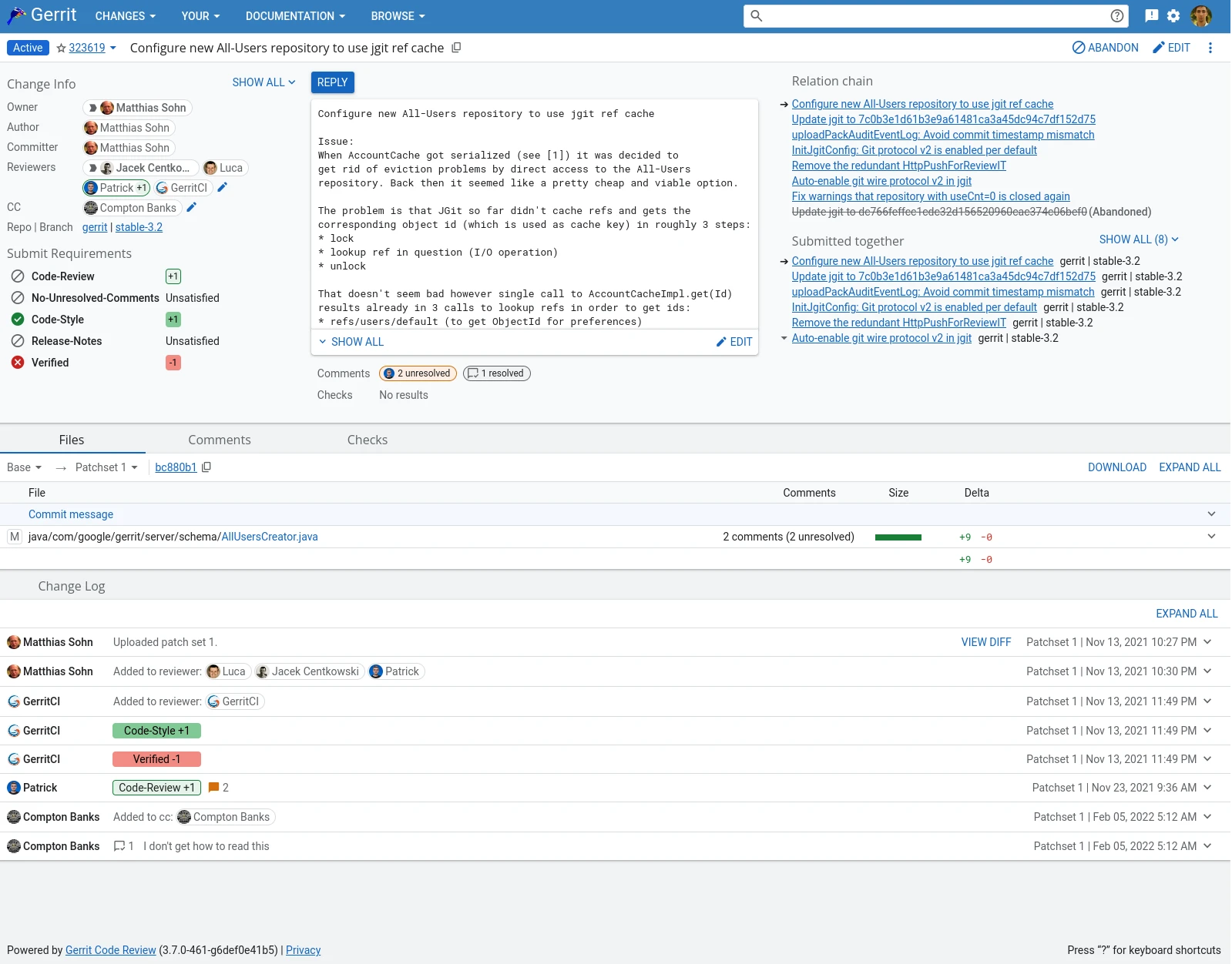 Gerrit screenshot 1
