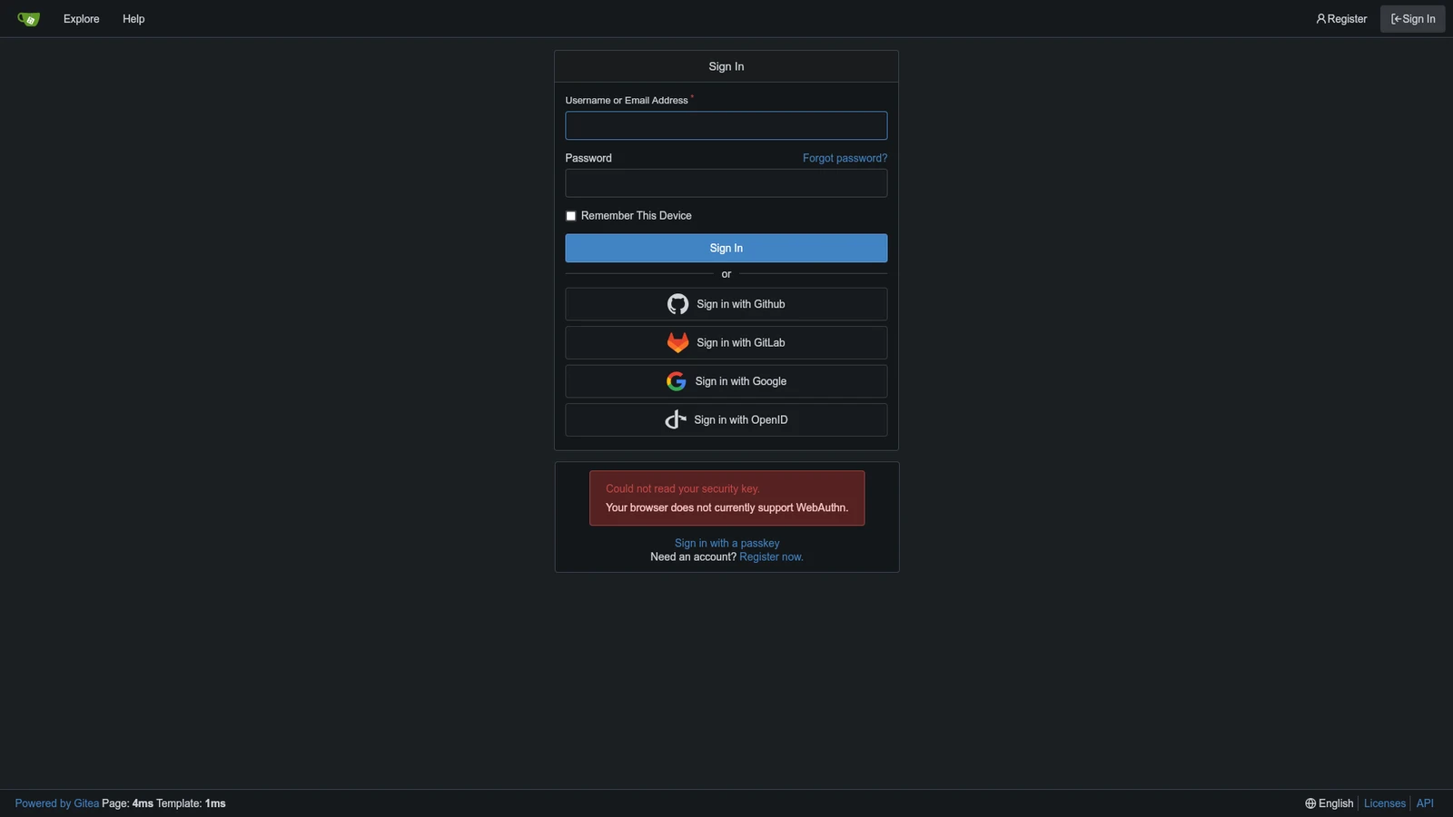 Gitea screenshot 1