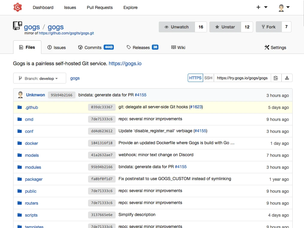 Gogs screenshot 1