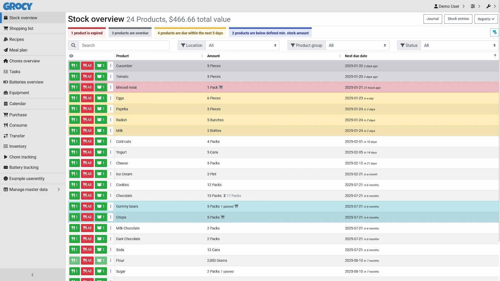Grocy screenshot 1