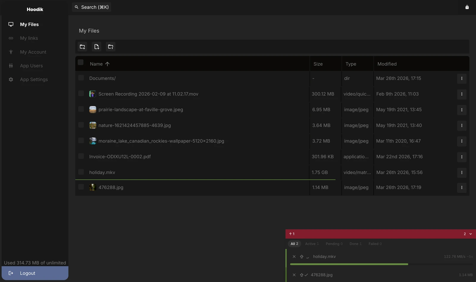 Hoodik screenshot 1