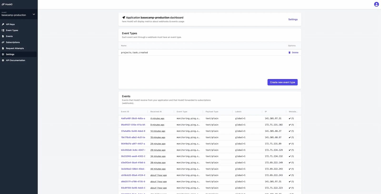 Hook0 screenshot 1