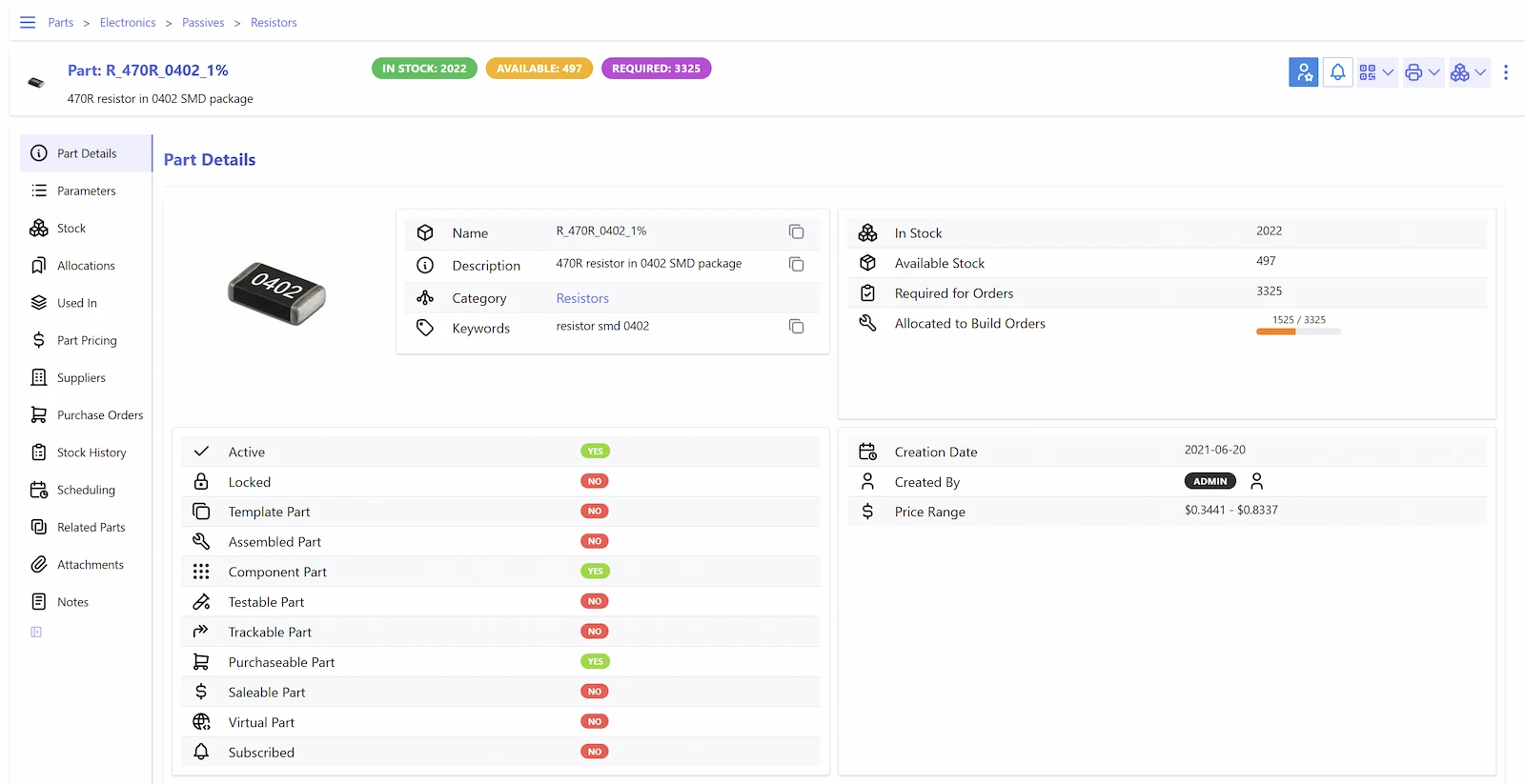 InvenTree screenshot 1
