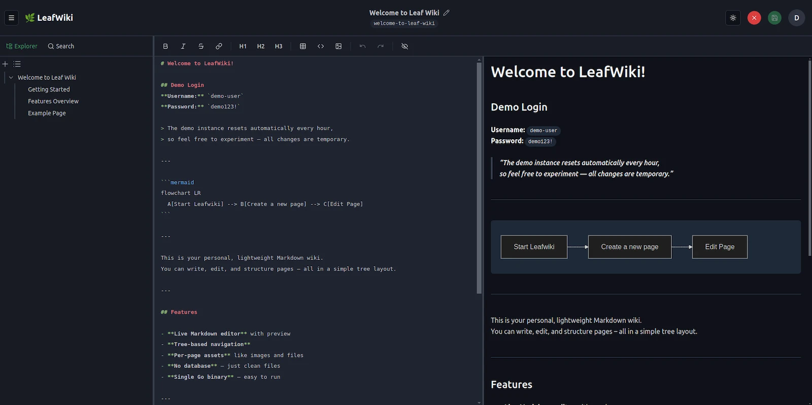 LeafWiki screenshot 1
