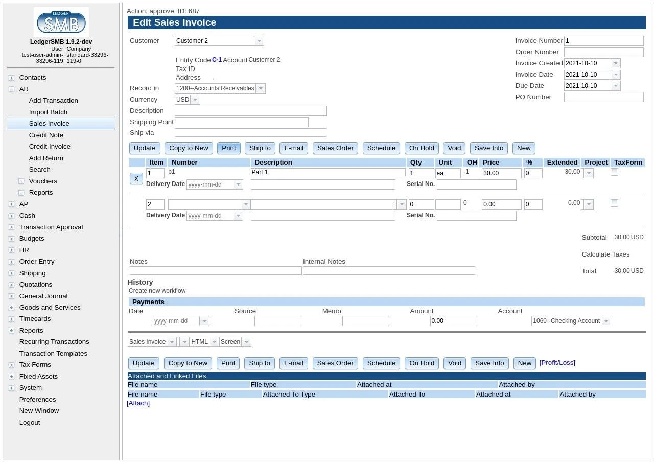 LedgerSMB screenshot 1