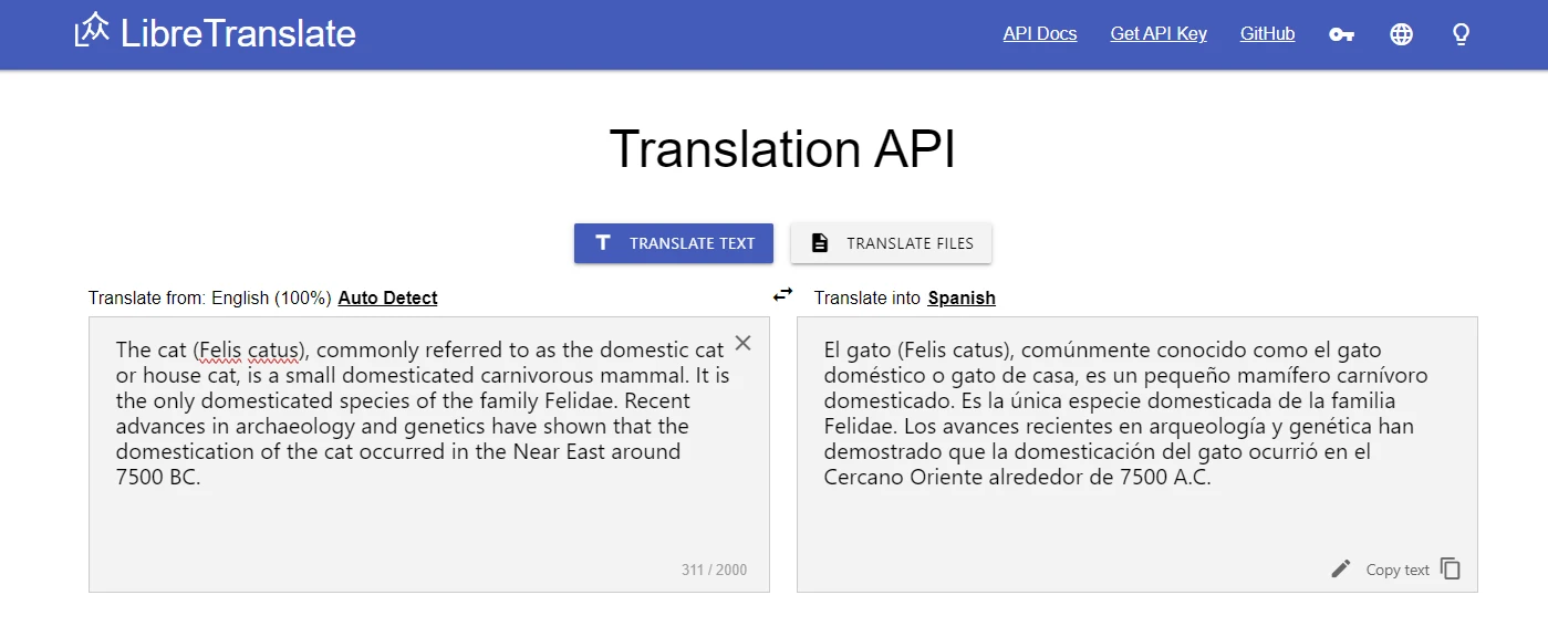 LibreTranslate screenshot 1