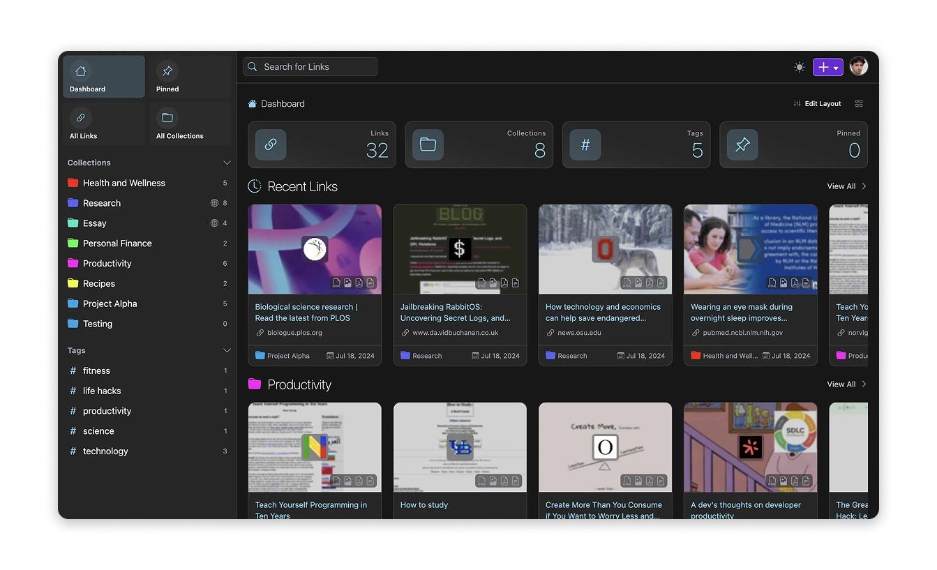 Linkwarden screenshot 1