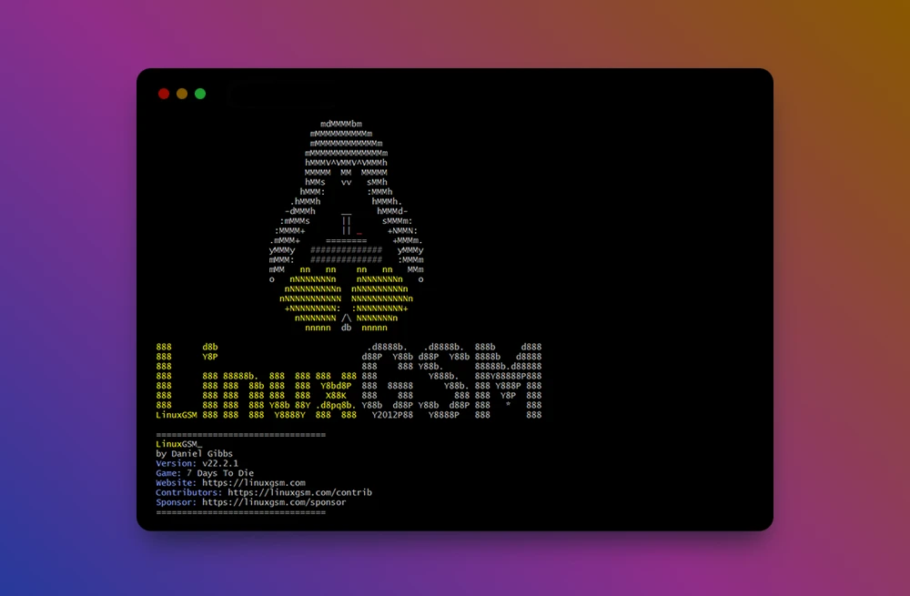 LinuxGSM screenshot 1