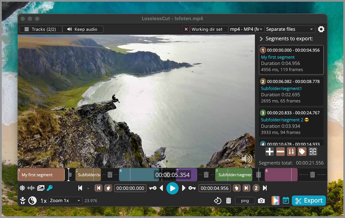 LosslessCut screenshot 1