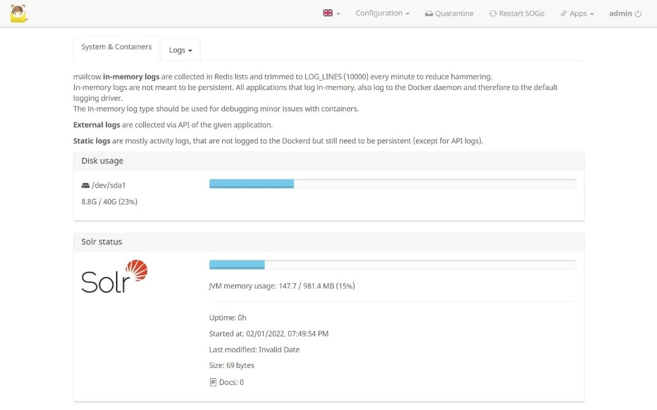 mailcow screenshot 1