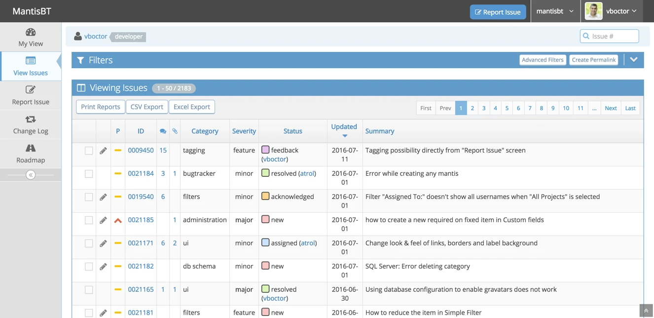 MantisBT screenshot 1