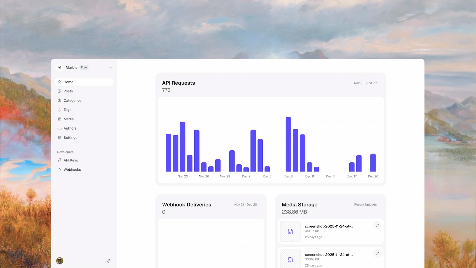 Marble CMS screenshot 1
