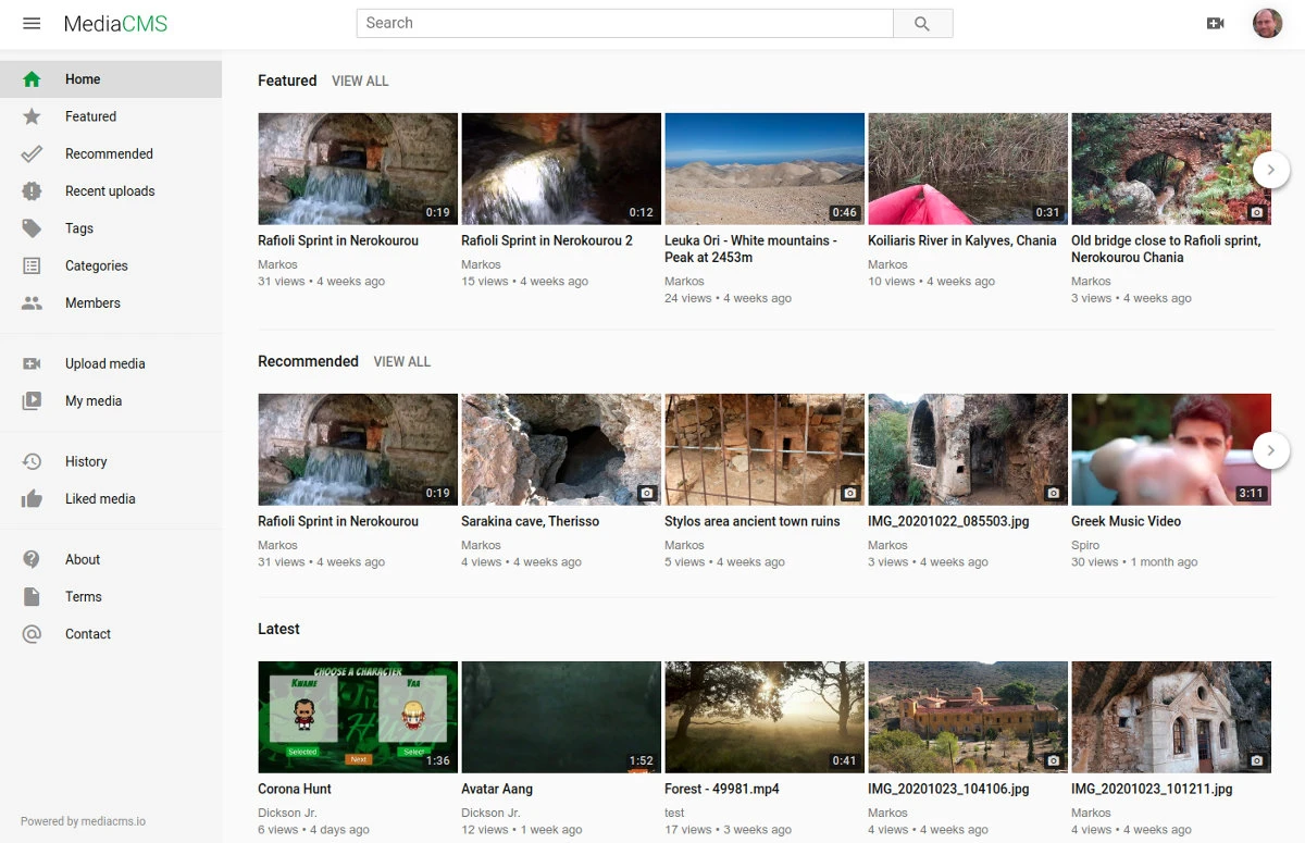 MediaCMS screenshot 1