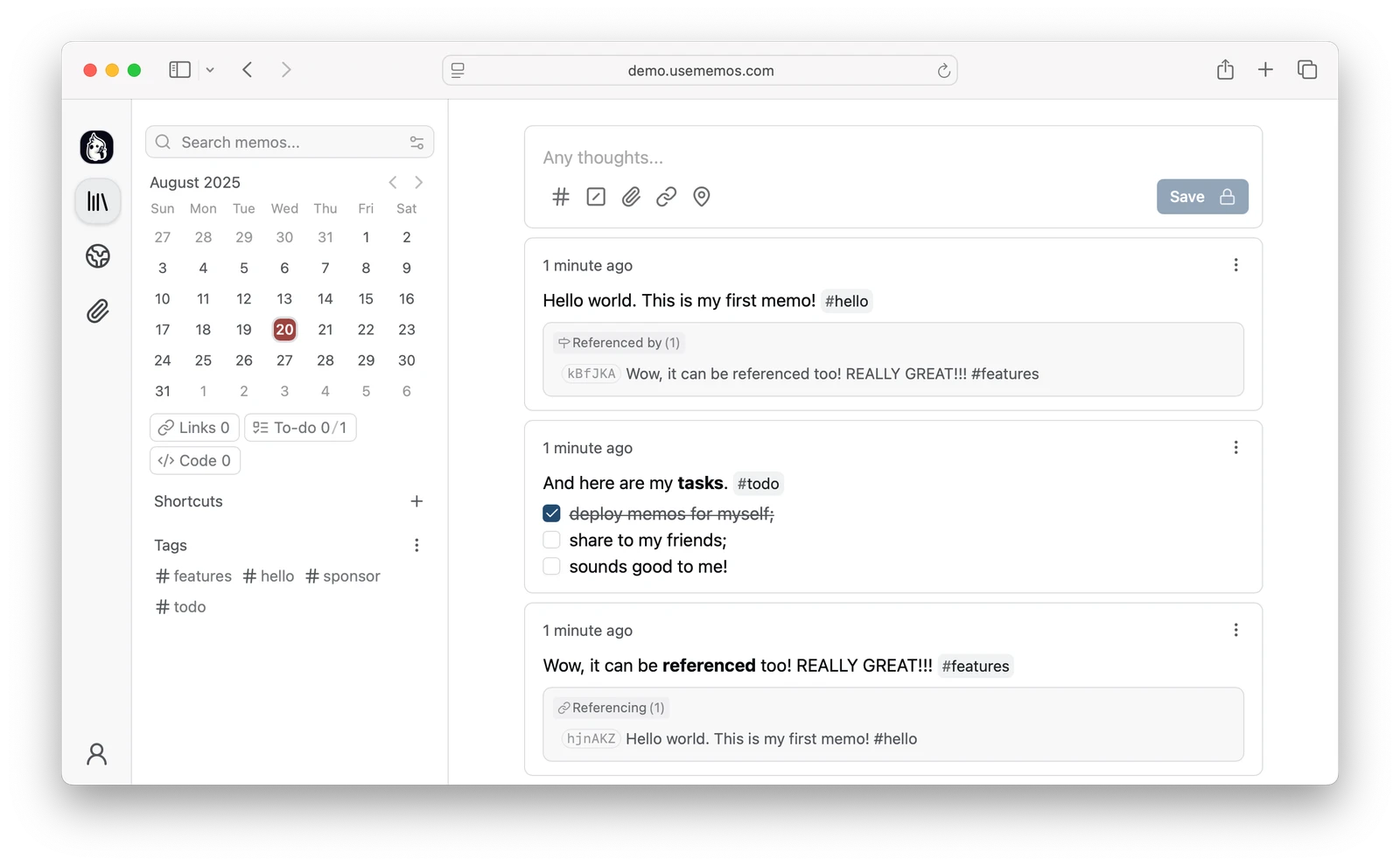 Memos screenshot 1