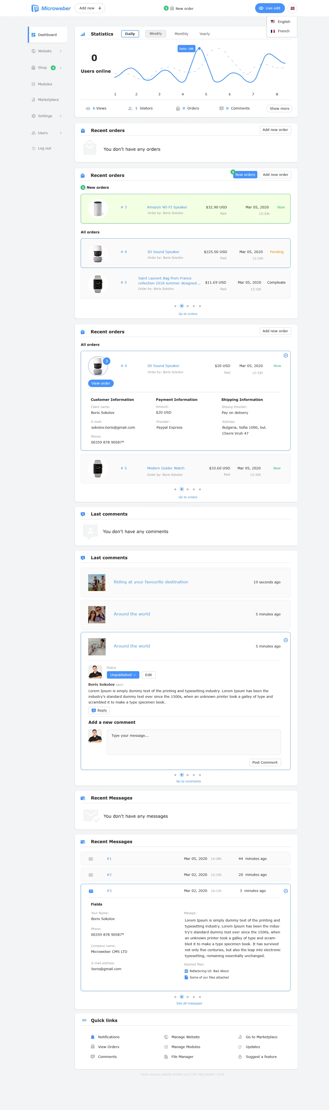 Microweber screenshot 1