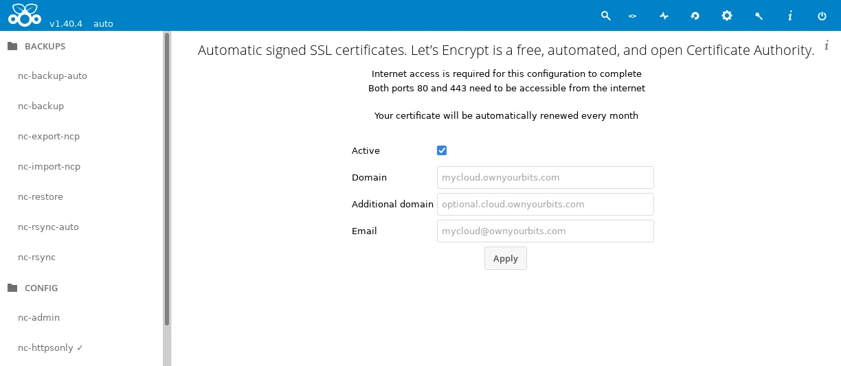 NextcloudPi screenshot 1