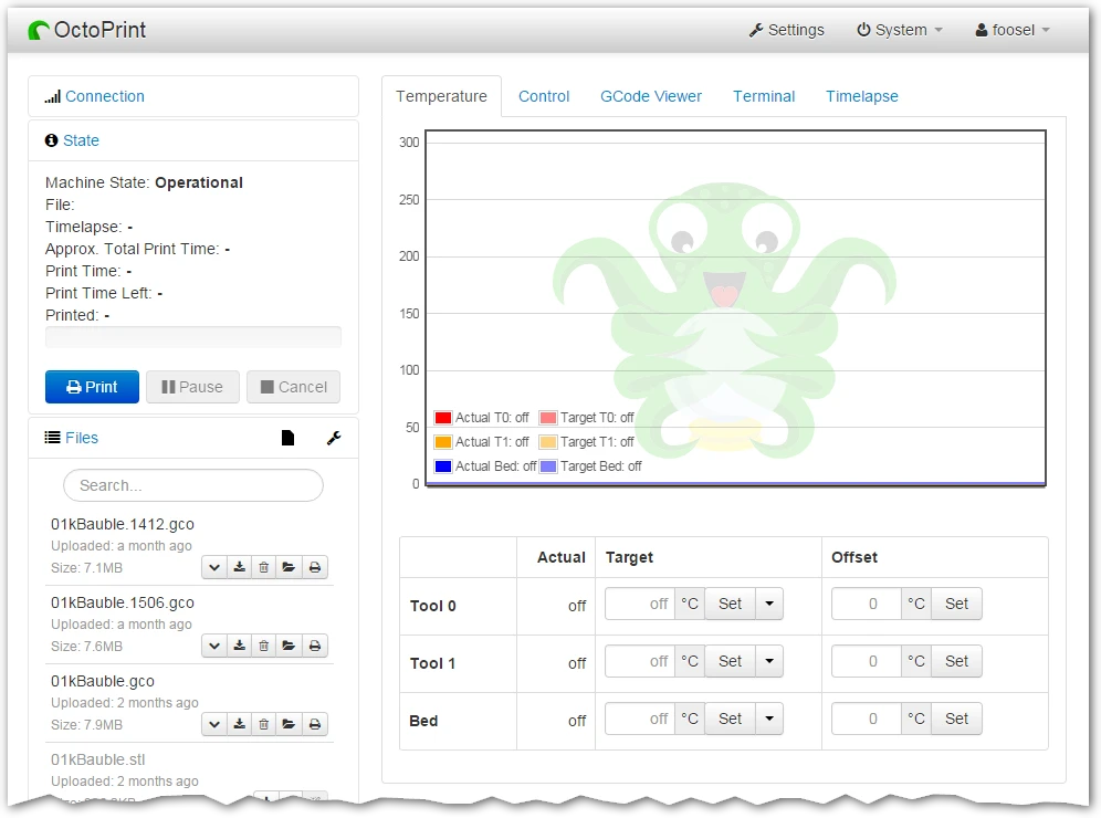 OctoPrint screenshot 1