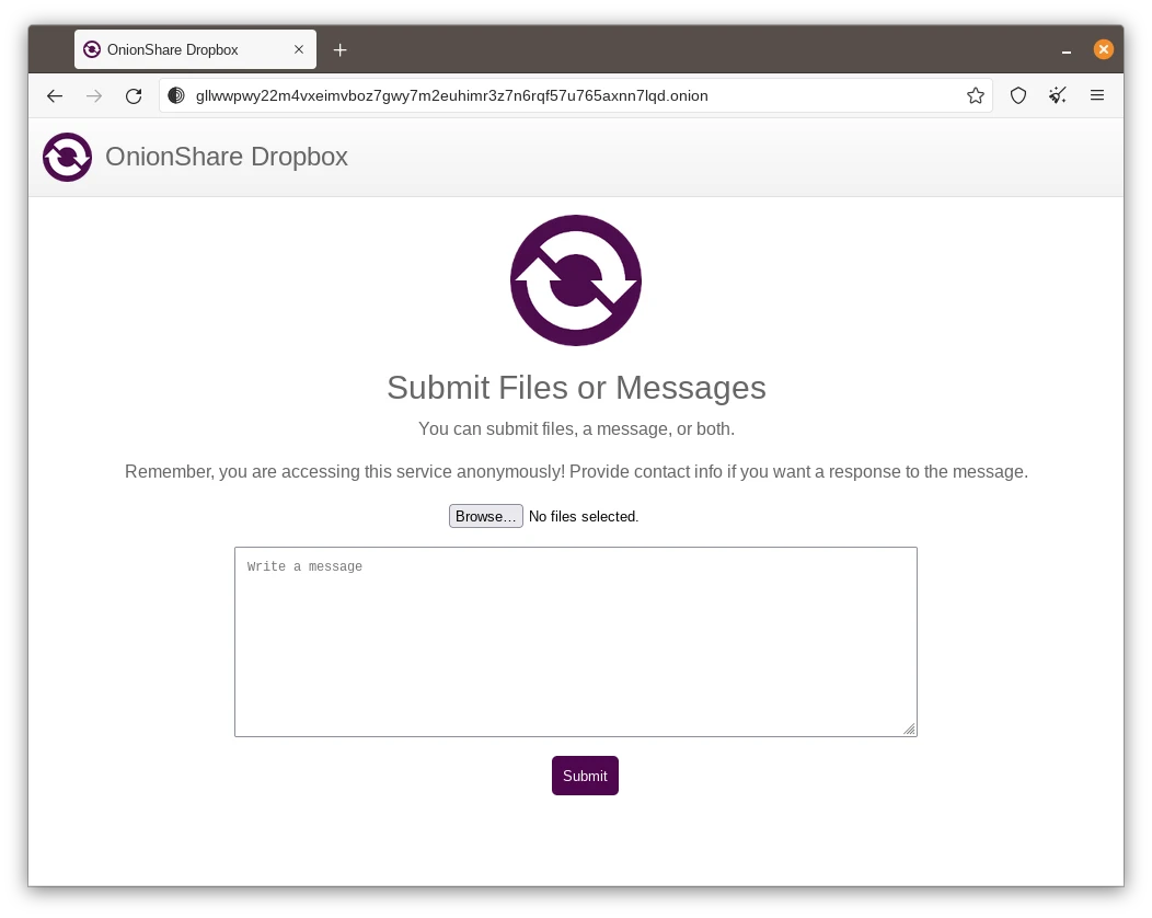 OnionShare screenshot 1