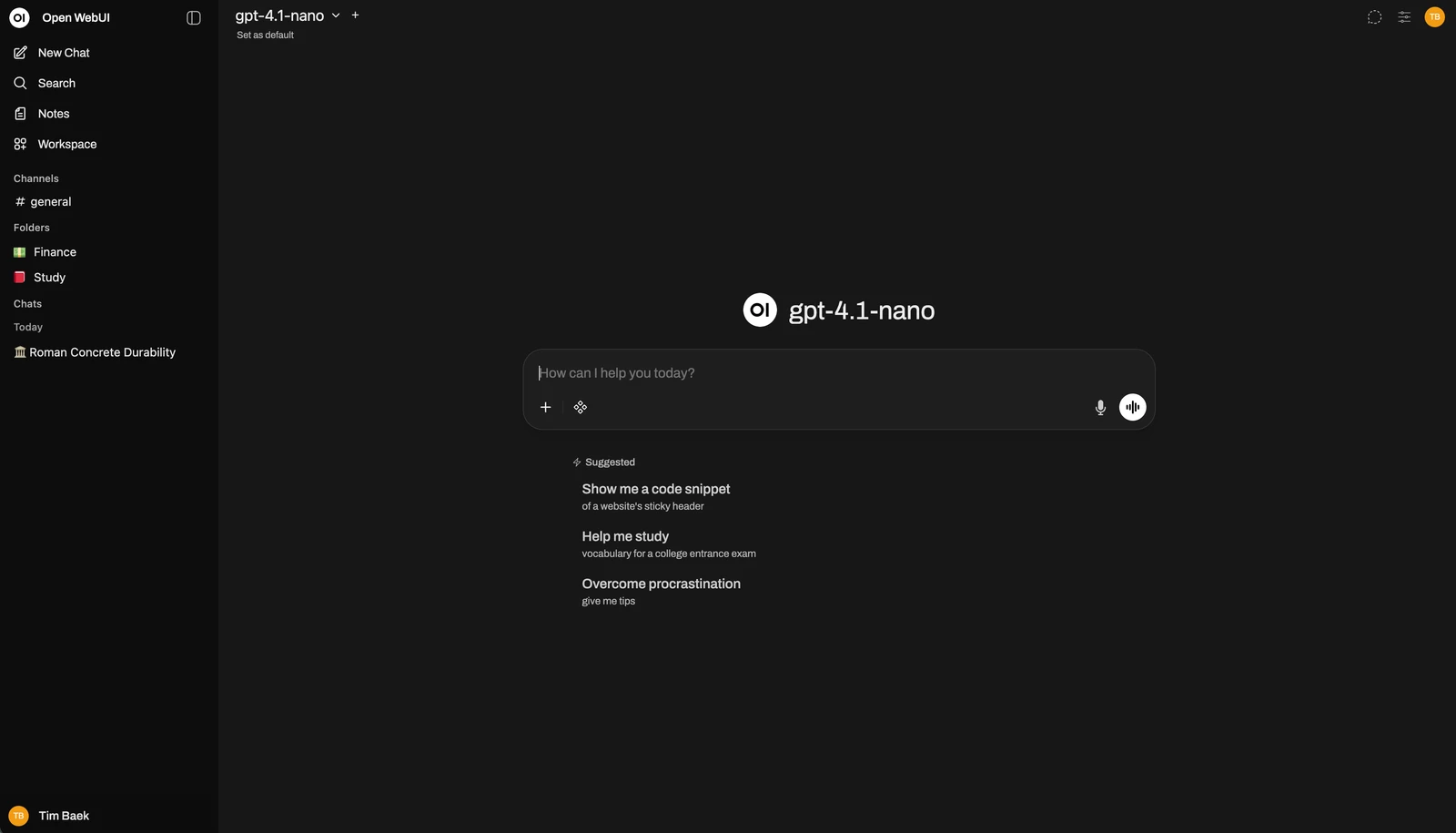 Open WebUI screenshot 1