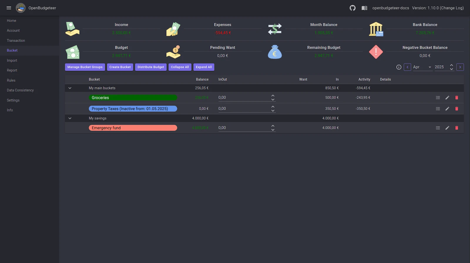 OpenBudgeteer screenshot 1