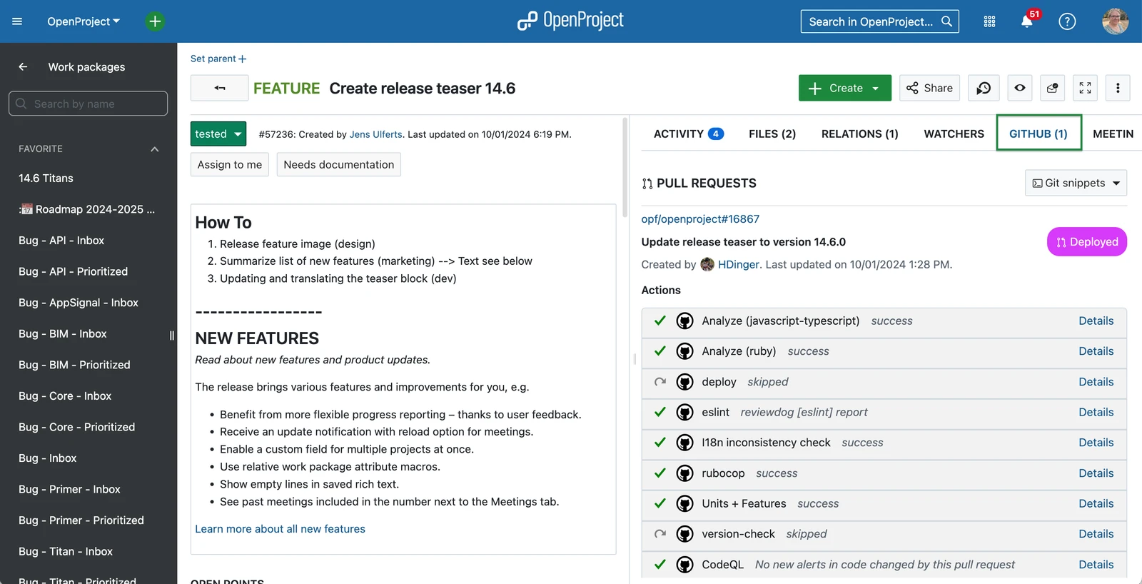 OpenProject screenshot 1