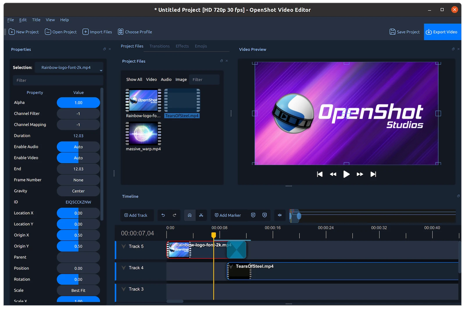 OpenShot screenshot 1